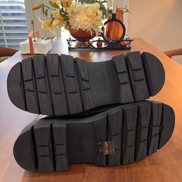 Aldo Maple Chelsea Boots Chestnut Leather Lug Sole Mid-Calf Platform 7.5 NWOB - Picture 8 of 8